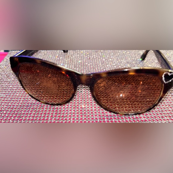 Betsey Johnson sunglasses crystal rhinestone heart cateye tortoise shell vintage - Picture 8 of 12